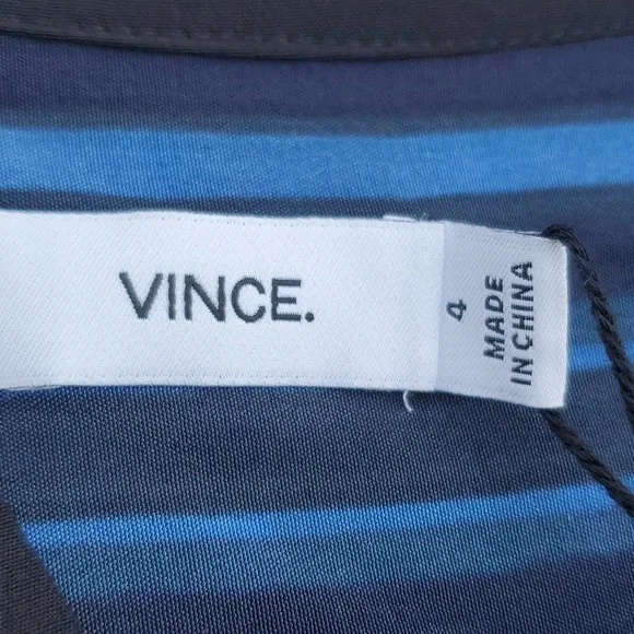 NWT Vince Silk Shibori Tie Dye Blouse Blue White Size 4 - Picture 2 of 13